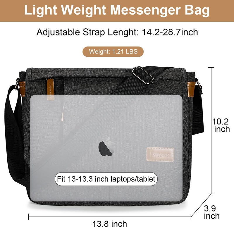 Estarer Messenger Bags for Men 13-13.3 Inch Laptop Briefcase Water Resistant Canvas Bag for Work/Office/Commute Small Shoulder Crossbody Laptop Satchel - Image 4